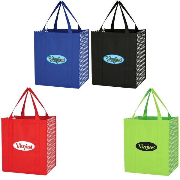 JH3322 Non-Woven Curved Diamond Tote Bag With C...